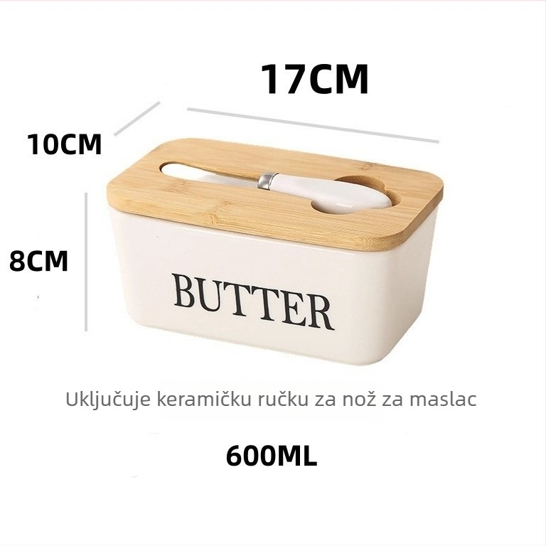 Keramička pravokutna kutija za maslac, zatvorena, s mogućnošću otiska logotipa, moderni minimalistički stil, vrhunska kvaliteta