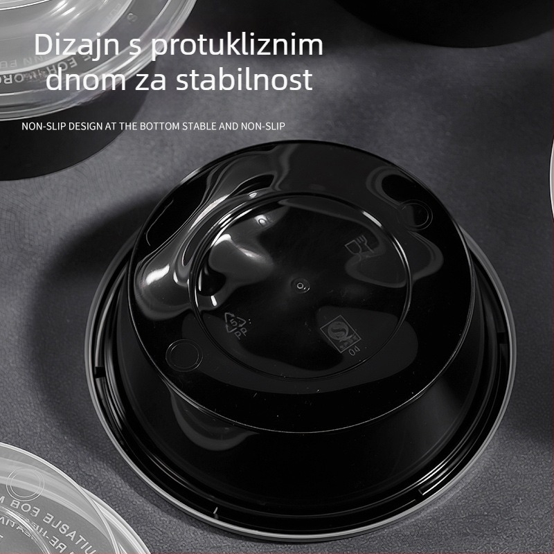 Kružna jednokratna posuda za ručak s poklopcem - prehrambeni PP, mikrovalna sigurnost, mogućnost logotipa