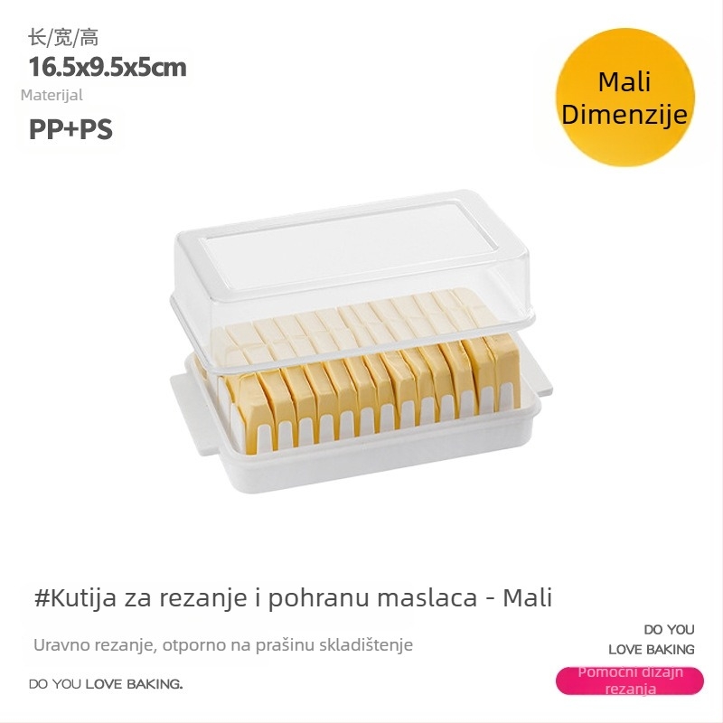 Kutija za skladištenje maslaca s nožem za rezanje pločica sira – materijal PP+PS, kvaliteta hrane