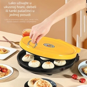Električna tava za palačinke (crepe maker) s jednostranim grijanjem, snaga 1200–1500 W, upravljanje gumbima