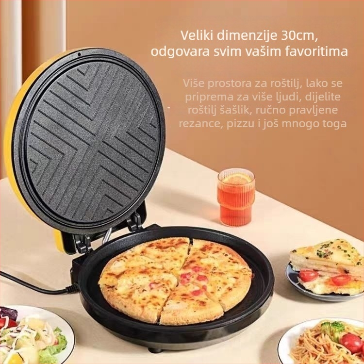 Električna tava za palačinke (crepe maker) s jednostranim grijanjem, snaga 1200–1500 W, upravljanje gumbima
