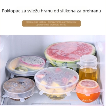 Silikonski poklopci za hranu, 6-dijelni set, okrugli poklopci za posude, pogodni za hladnjak i mikrovalnu pećnicu, hermetičko zatvaranje