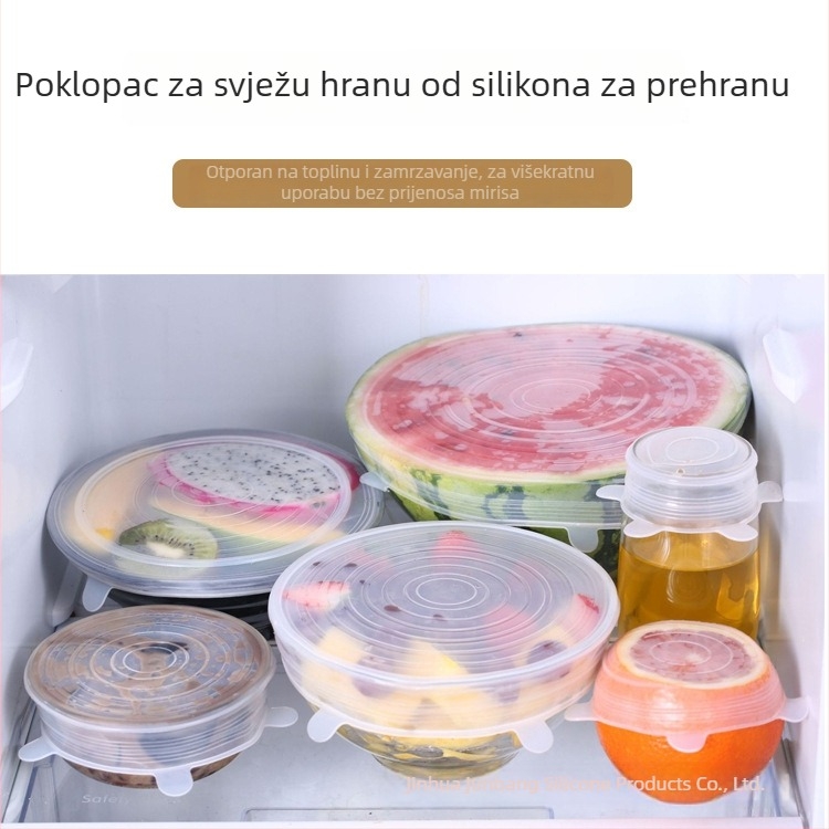 Silikonski poklopci za hranu, 6-dijelni set, okrugli poklopci za posude, pogodni za hladnjak i mikrovalnu pećnicu, hermetičko zatvaranje