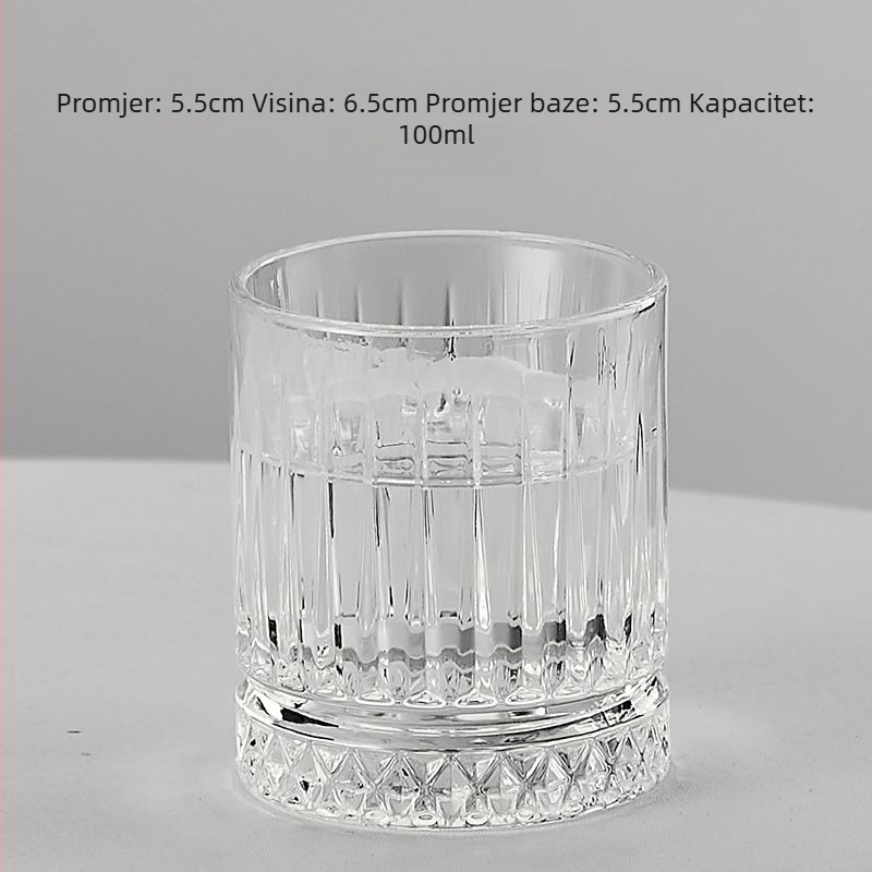 Šest djelni set čaša za liker, kapacitet 100 ml, zlatni akcenti, moderan minimalistički dizajn, za kućnu upotrebu