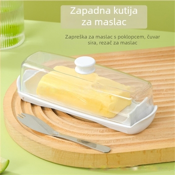 Kutija za maslac, PP plastika, kvadratna, ≤300 ml, mikrovalna sigurna, održava svježinu