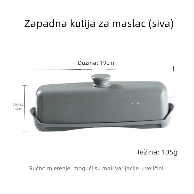 Kutija za maslac, PP plastika, kvadratna, ≤300 ml, mikrovalna sigurna, održava svježinu