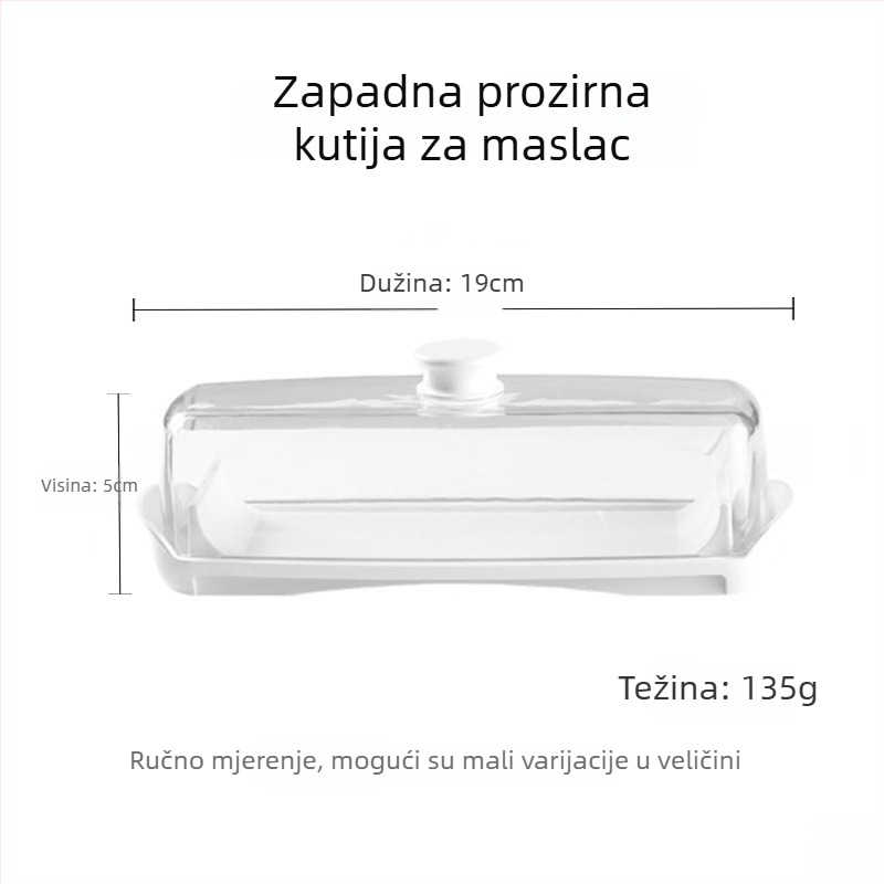 Kutija za maslac, PP plastika, kvadratna, ≤300 ml, mikrovalna sigurna, održava svježinu
