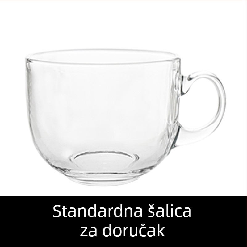 Staklena čaša za vodu s poklopcem i žličicom s drškom, jednostruka, obična staklena, kućna upotreba