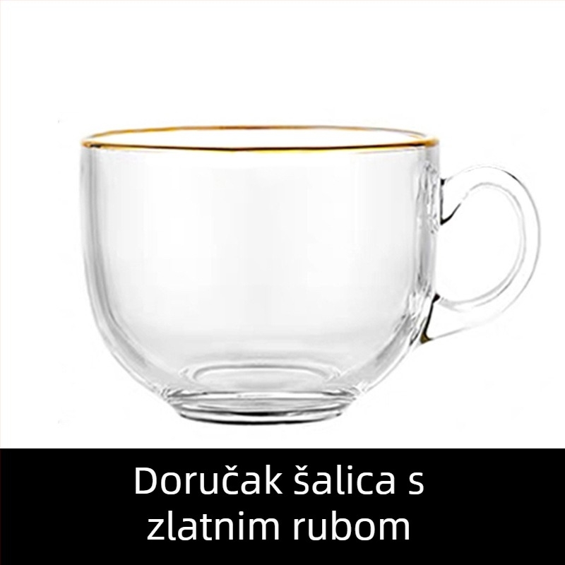 Staklena čaša za vodu s poklopcem i žličicom s drškom, jednostruka, obična staklena, kućna upotreba
