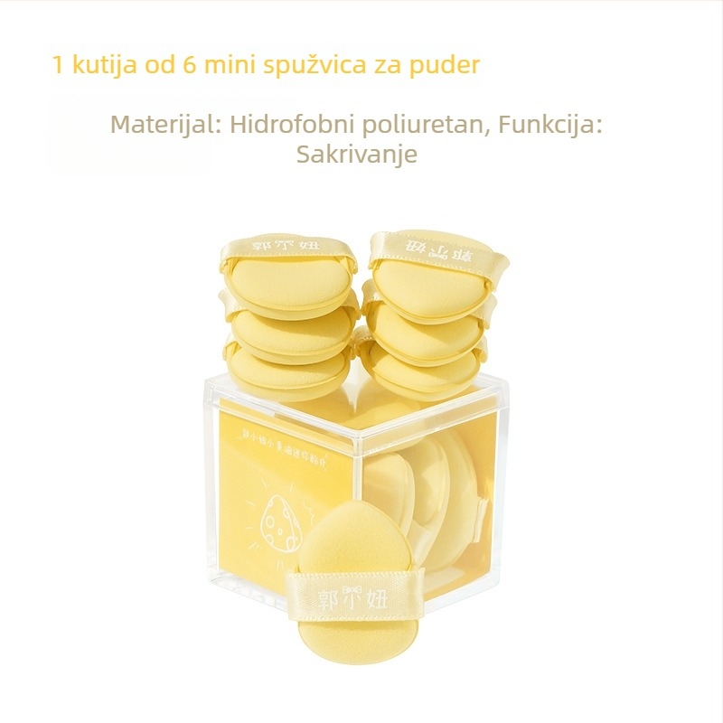 Mini prstni puf za korektor – hidrofilični poliuretanski, suhi/mokri puff, 6 kom