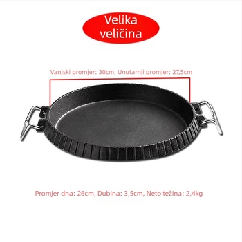 Lijevano željezna tava za indukciju i plinsko kuhalo, bez premaza, s jednim dnom, za kuhanje na otvorenom