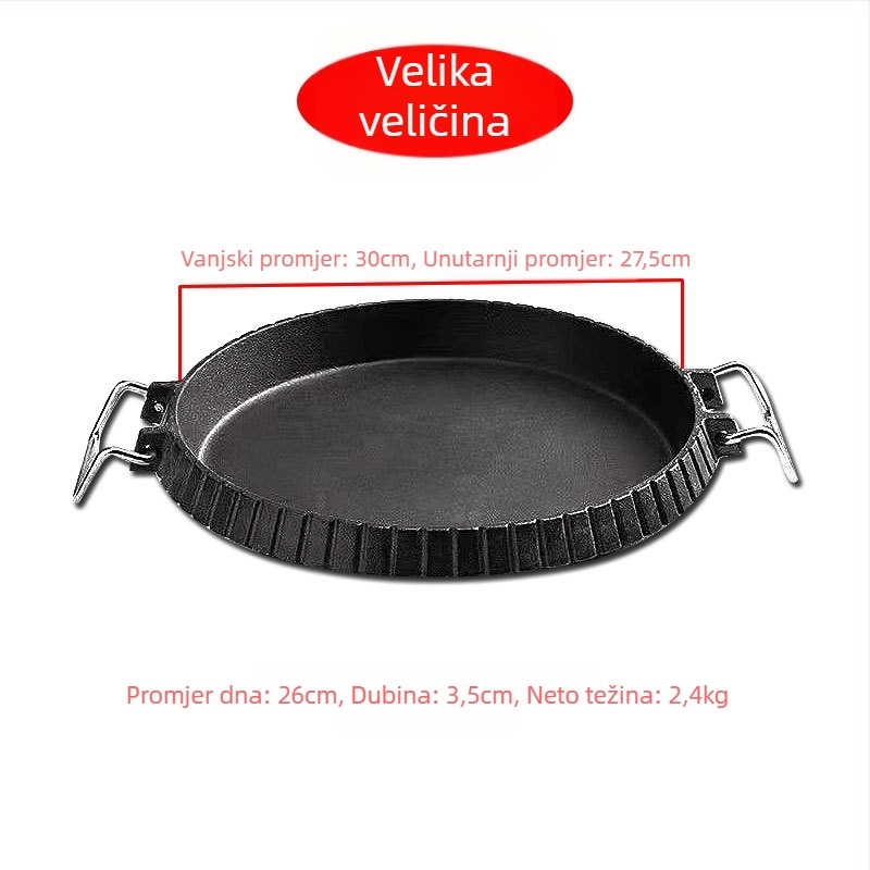 Lijevano željezna tava za indukciju i plinsko kuhalo, bez premaza, s jednim dnom, za kuhanje na otvorenom