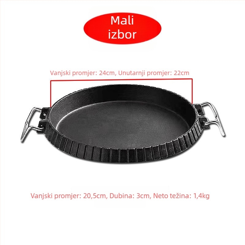 Lijevano željezna tava za indukciju i plinsko kuhalo, bez premaza, s jednim dnom, za kuhanje na otvorenom