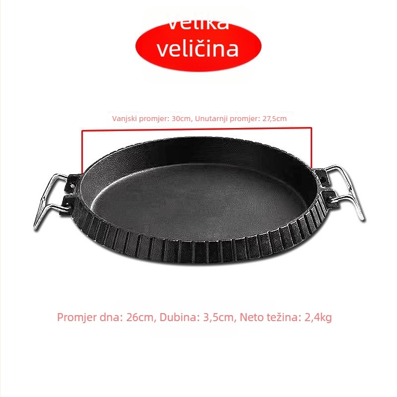 Lijevano željezna tava za indukciju i plinsko kuhalo, bez premaza, s jednim dnom, za kuhanje na otvorenom