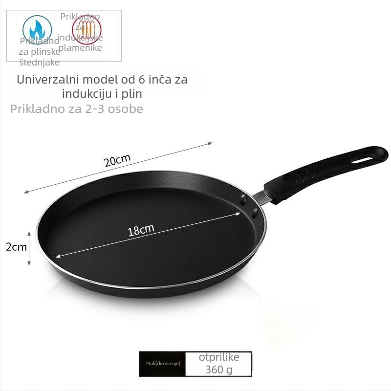 Tiganj s neprijanjajućim premazom za palačinke – aluminij, model j24G, kompatibilan s indukcijskom pločom i plinskom pločom, 1 kg