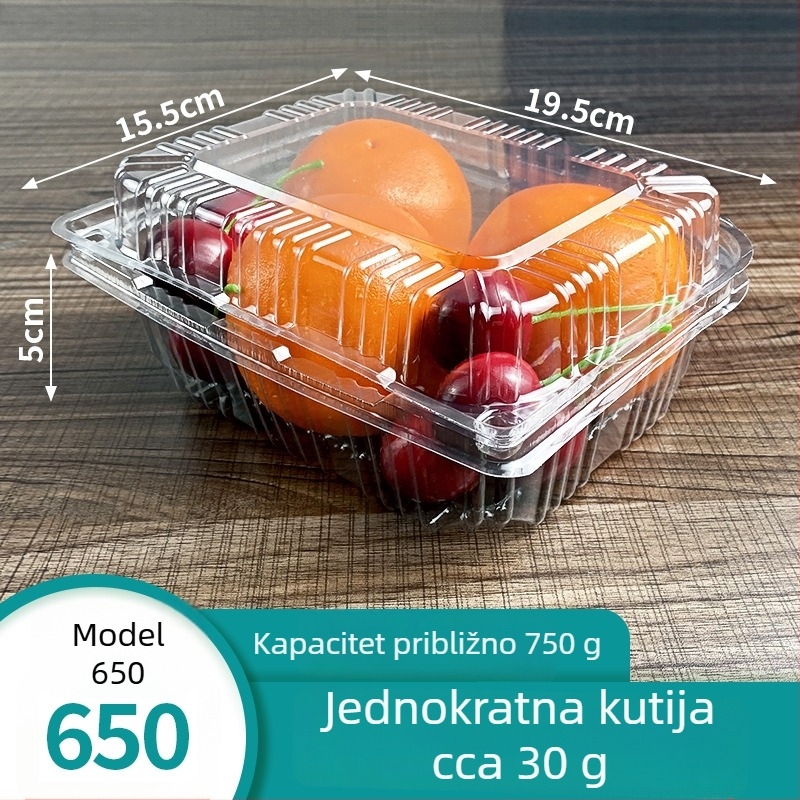Mingqi jednokratna plastična kutija za voće s prozirnim poklopcem – nije pogodna za mikrovalnu, nije biološki razgradiva