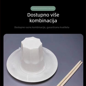 Jednokratni pribor – set od četiri komada: zdjele i štapići za jelo (plastika, nerazgradivo, pogodno za hranu)