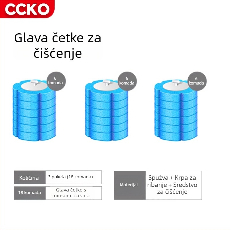 CCKO zidna jednokratna četka za WC s zamjenjivom glavom, plastična, moderan minimalistički dizajn.
