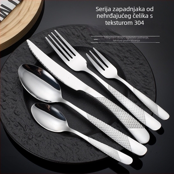 Set noževa, vilice i žlica od nehrđajućeg čelika 410, serija Star Diamond, ogledno poliranje, lagani luksuzni retro stil