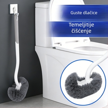 Toaletna četka s dugim držalom, mekanim vlaknima, zidna, plastična