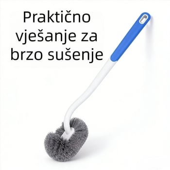 Toaletna četka s dugim držalom, mekanim vlaknima, zidna, plastična
