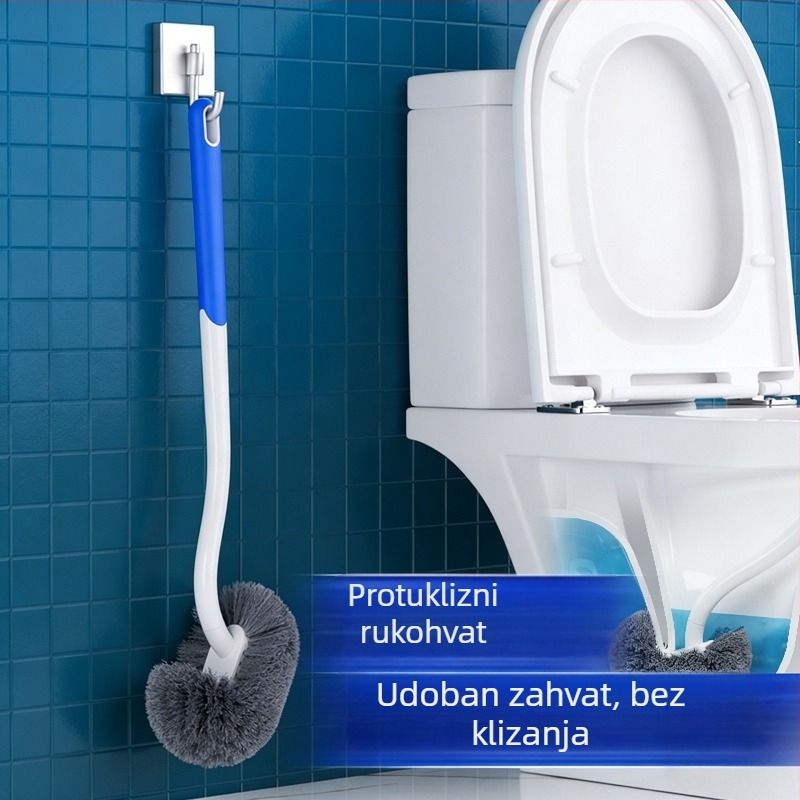 Toaletna četka s dugim držalom, mekanim vlaknima, zidna, plastična