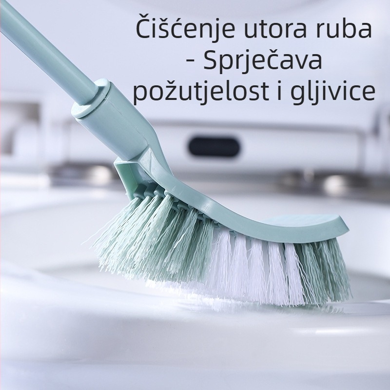 Toaletna četka s dugom plastičnom ručkom i glavom u oblicima: okrugla, kuglasta i kvadratna; težina 0,2 kg; materijal: plast