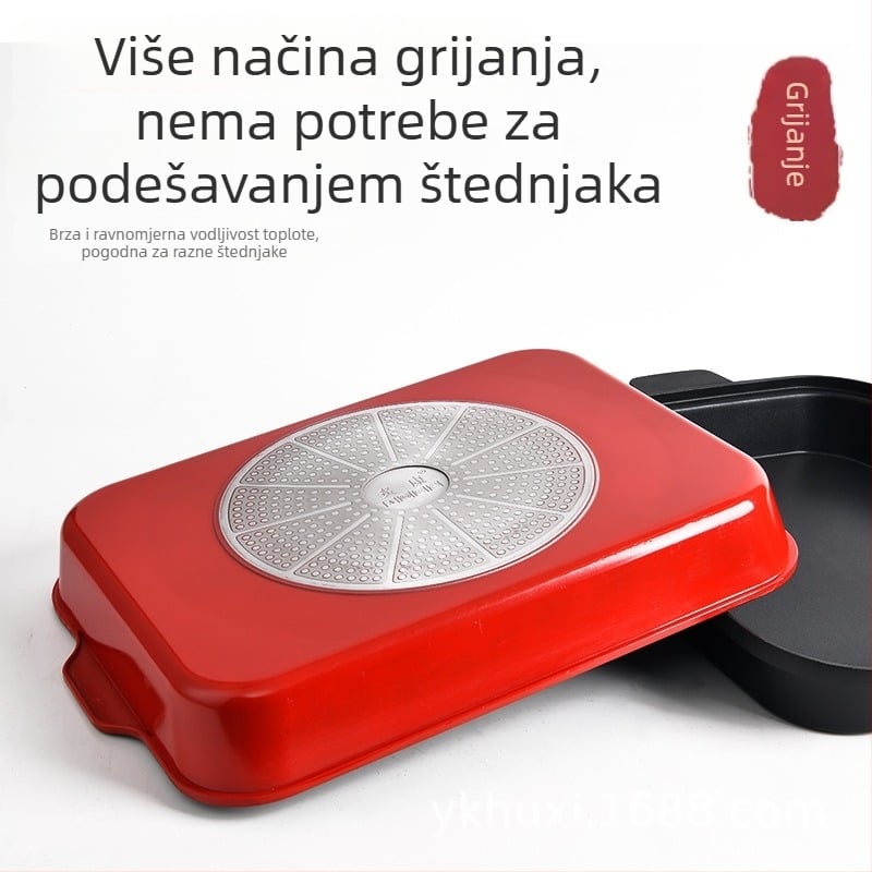 Mimika aluminijski električni roštilj – kvadratnog oblika, bezdimni, neprijanjajući, elektroplakirani završni sloj, lako za čišćenje
