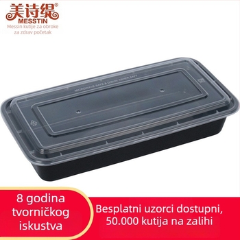 Pravougaonjska jednokratna kutija za obrok za ražnjeve od pečene ribe, plastična, mikrovalna kompatibilna, 150 setova, Messtin Mercy