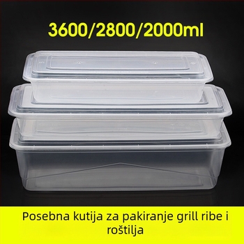 Pravougaonjska jednokratna kutija za obrok za ražnjeve od pečene ribe, plastična, mikrovalna kompatibilna, 150 setova, Messtin Mercy