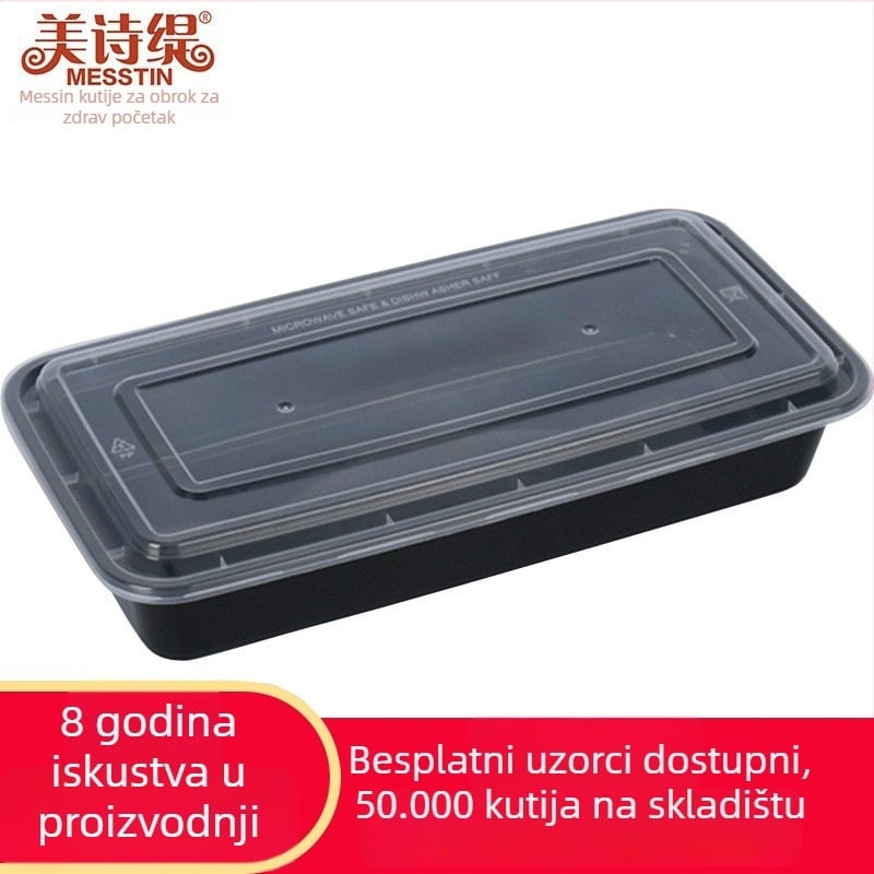 Pravougaonjska jednokratna kutija za obrok za ražnjeve od pečene ribe, plastična, mikrovalna kompatibilna, 150 setova, Messtin Mercy