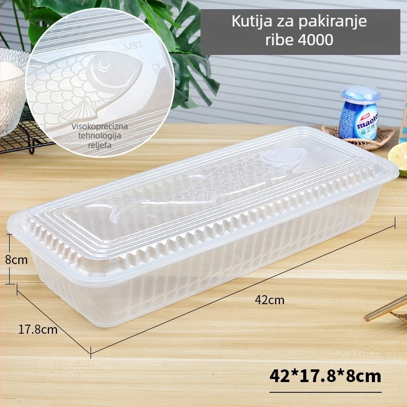 Pravougaonjska jednokratna kutija za obrok za ražnjeve od pečene ribe, plastična, mikrovalna kompatibilna, 150 setova, Messtin Mercy