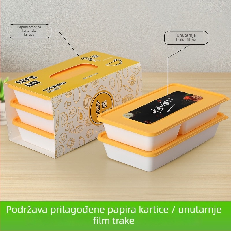 Jednokratna pravokutna kutija za obrok za dostavu, PP plast, mikrovalna sigurnost, otisnut logotip, injekcijsko oblikovanje
