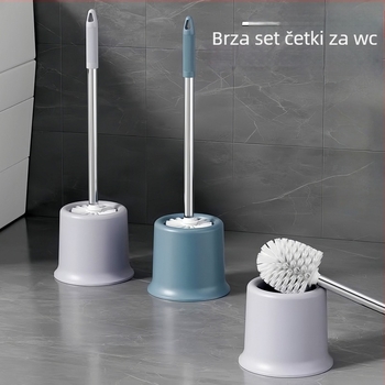 Četka za WC s bazom, dugačkom drškom, zidni držač, bez mrtvih kutova, pogodna za klozete u čučnju