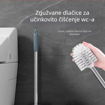Četka za WC s bazom, dugačkom drškom, zidni držač, bez mrtvih kutova, pogodna za klozete u čučnju