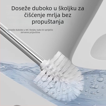 Četka za WC s bazom, dugačkom drškom, zidni držač, bez mrtvih kutova, pogodna za klozete u čučnju