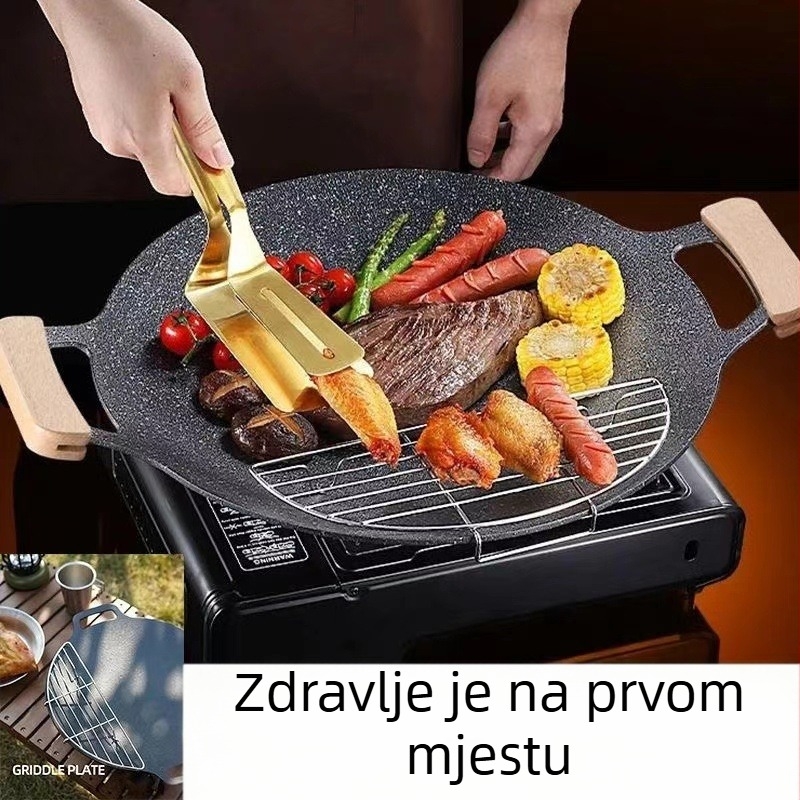 Okrugla željezna grill ploča za prijenosne indukcijske štednjake, korejskog stila, neprijanjajuća, lako se čisti