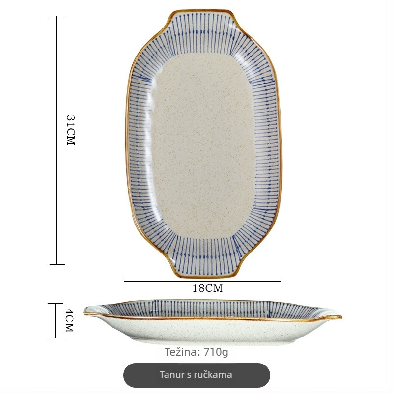 Zdjela za rižu, japanski stil vintage posuđe, porculan, ručno crtane pruge, okrugli oblik, mikrovalna kompatibilna (Porcelan; Ručno crtane pruge; Okrugli oblik; Mikrovalna kompatibilna; Japanski stil vintage)