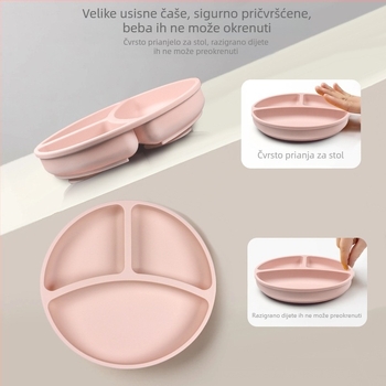 SHY silikonni set za hranjenje beba – 3-djelni set sa usisnom podlogom ( zdjela, žlica, zdjelica za rižu )