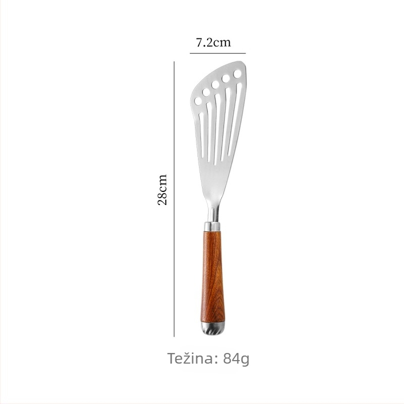 Špatula s drvenom drškom od 304 nehrđajućeg čelika za kuhanje, pečenje, tortu i pizzu, Teppanyaki stil