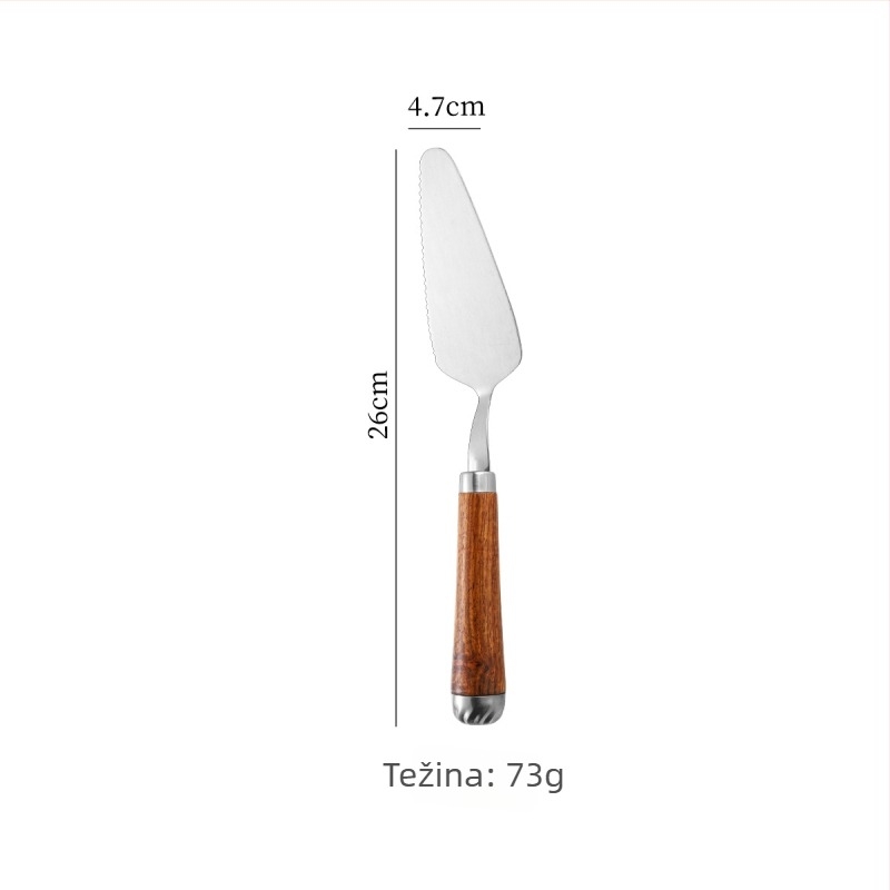 Špatula s drvenom drškom od 304 nehrđajućeg čelika za kuhanje, pečenje, tortu i pizzu, Teppanyaki stil
