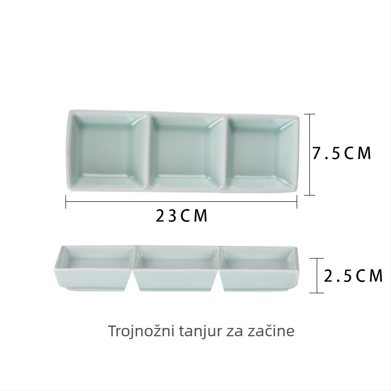 Keramička posuda za omake s više pretinaca, nepravilnog oblika, pod-glazurni završetak, pogodna za mikrovalnu, u stilu nacionalnog trenda.