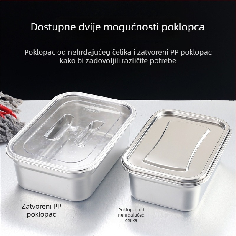 304 nehrđajući čelični kutija za hranu s poklopcem, hermetična kutija za ručak, pogodna za hladnjak i zamrzivač, velika kapaciteta, pravokutnog oblika, prenosna, s četiri pretinca