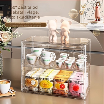 Stalak za šalice, 3-etažni japanskog stila plastični stolni organizator, višestruki, otporan na prašinu i vlagu