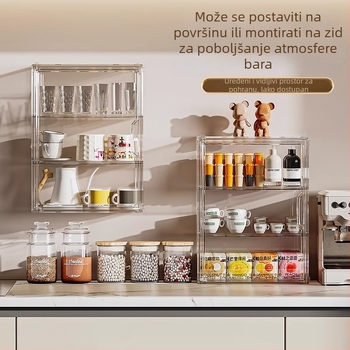 Stalak za šalice, 3-etažni japanskog stila plastični stolni organizator, višestruki, otporan na prašinu i vlagu