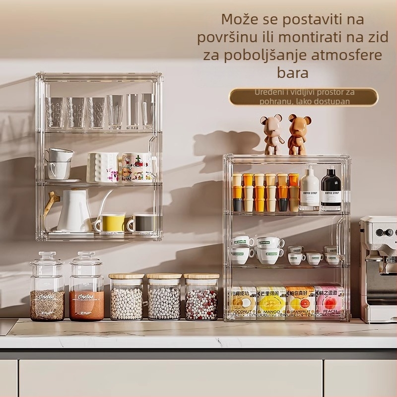 Stalak za šalice, 3-etažni japanskog stila plastični stolni organizator, višestruki, otporan na prašinu i vlagu