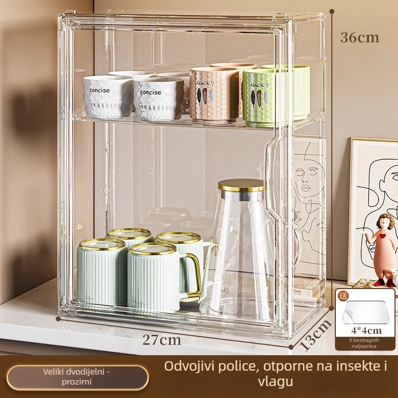 Stalak za šalice, 3-etažni japanskog stila plastični stolni organizator, višestruki, otporan na prašinu i vlagu