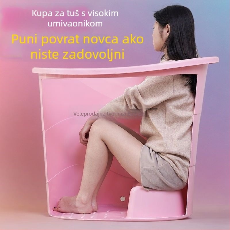 Plastična kanta za kupanje za odrasle, kompaktna, s debelim zidovima, za cijelo tijelo