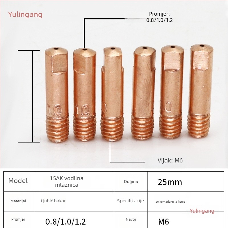Vodična mlaznica za MIG pištolj, europskog stila, napajanje žice 0,8 mm, mlaznica za napajanje žice 1,2 mm, pneumatski pogon, topli zrak i infracrvena snaga