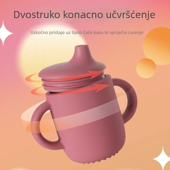 Silicone dječji čaš s kljunom - nepropusna, otporna na padove, set dječjih posuđa za jelo, od 3 mjeseca